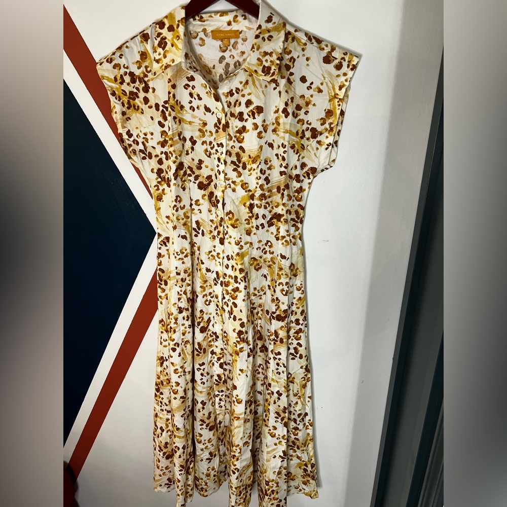 Flying Tomato White Dress with Mustard and Brown Floral Print